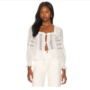 Tularosa Mackay White Tie Front Eyelet Top